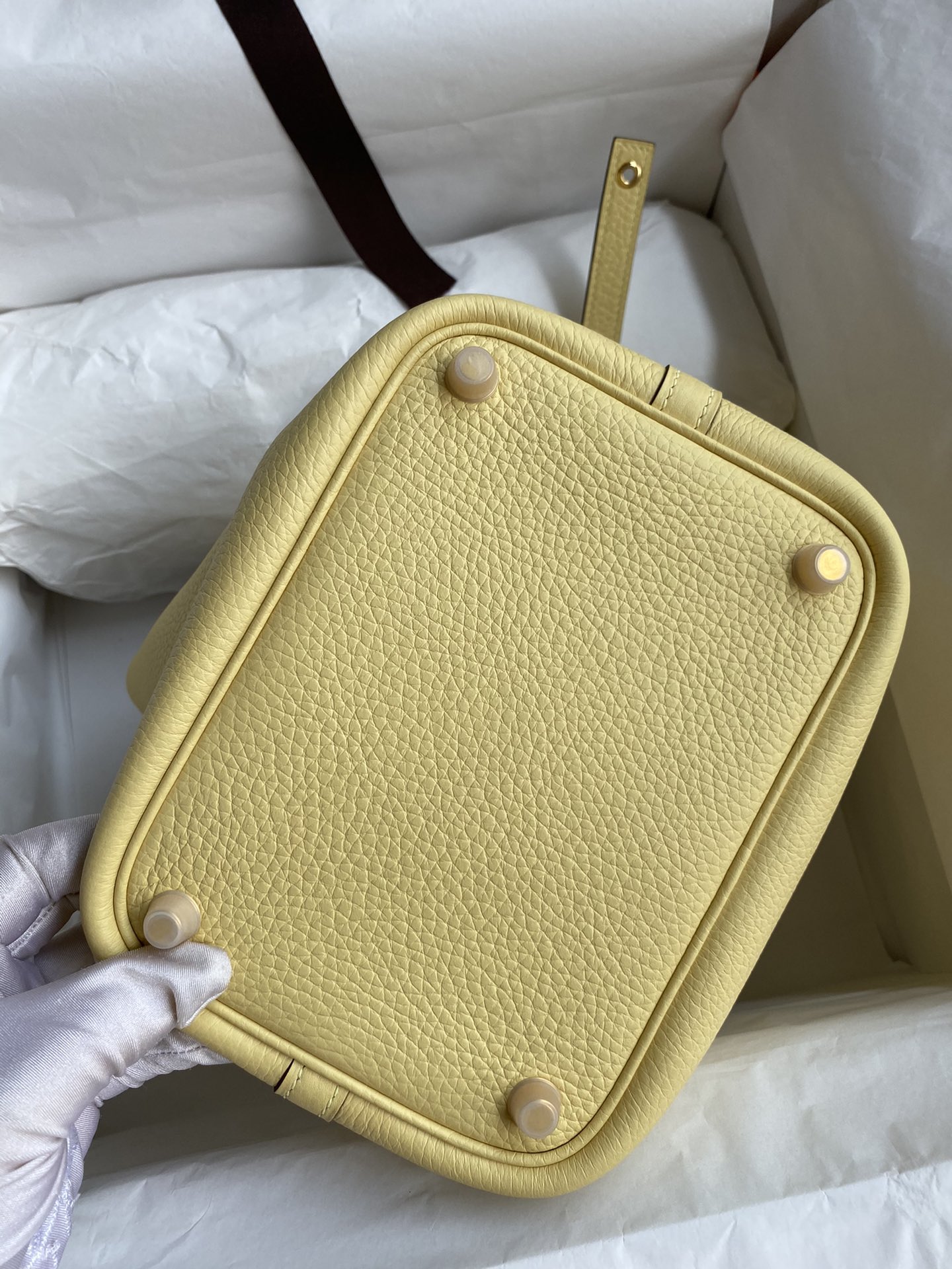 Hermes Picotin Lock 22 Bag In Jaune Poussin Clemence Leather